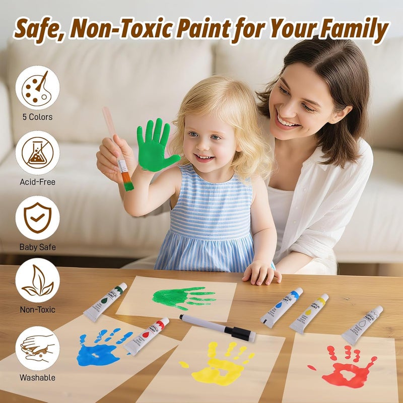 Sortnic Family Handprint Kit with Light, DIY Baby Handprint Photo Keepsake Wooden Frame for 4, Ideas Craft Gifts for New Mom, New Parents with 5 Non-Toxic Baby Safe Paints, Anniversary, Christmas - Image 3